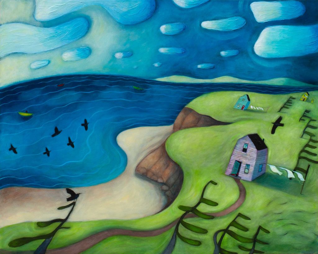 Coastal Prince Edward Island in another time.  Before sunrise. Fishing, birds, laundry blowing in the breeze.