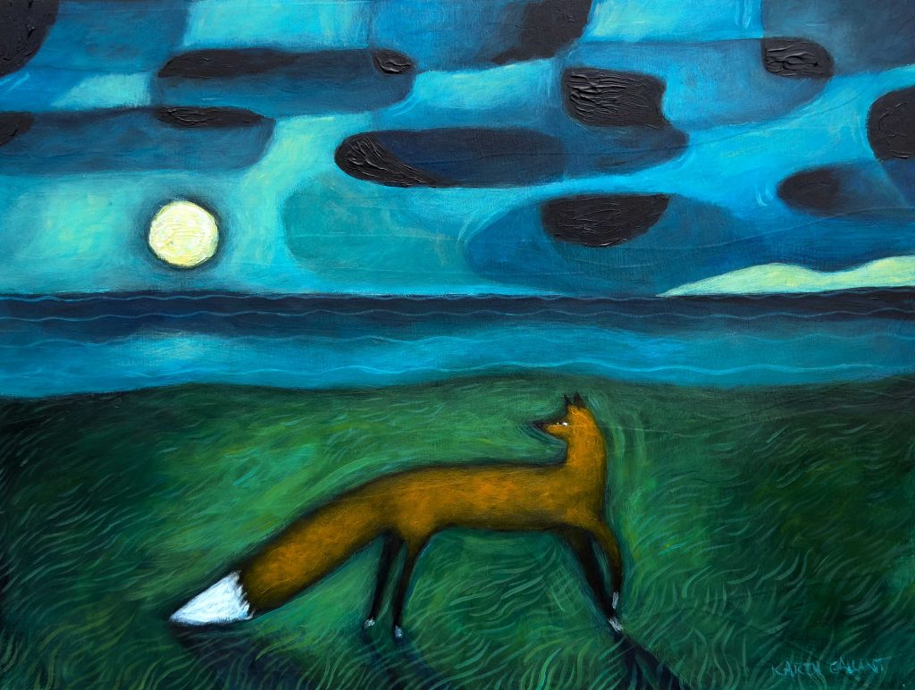 Fox in the Night 9×12 SOLD